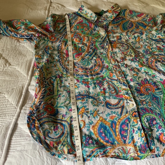 Ralph Lauren Button Down Shirt Multi Color Psychedelic 70s Vibe Boho - Picture 8 of 8